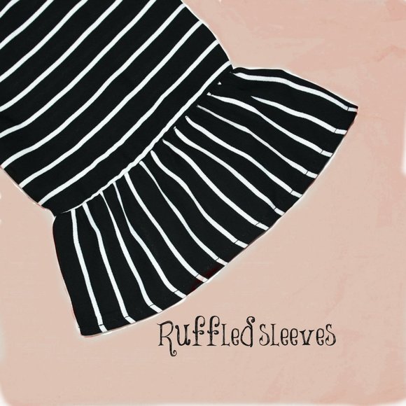 Black & White Striped Boho Ruffly Top - Picture 7 of 11